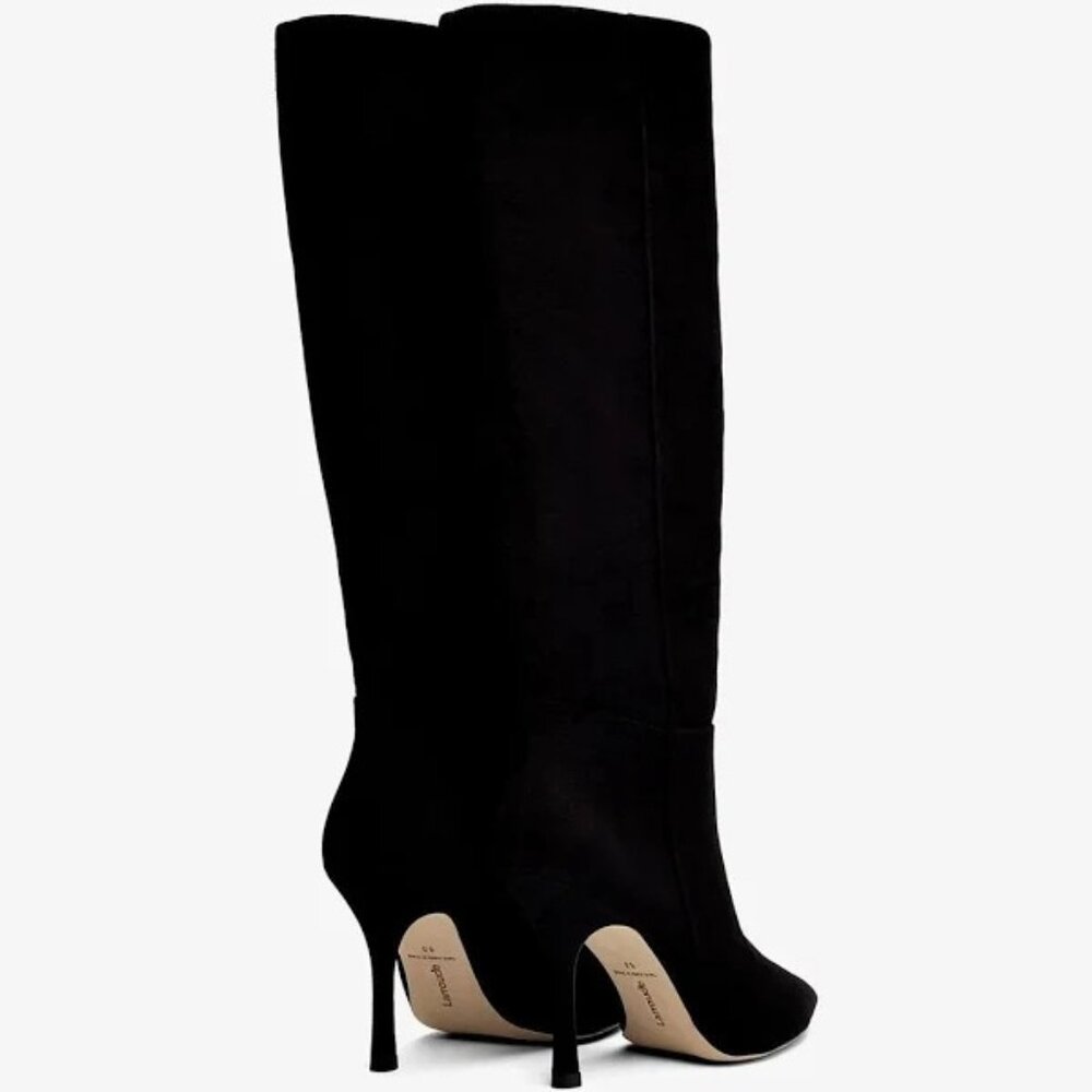 NEW LARROUDE Women’s Kate Hi Boots – Size 6.5 – Black Stiletto Pointed Toe